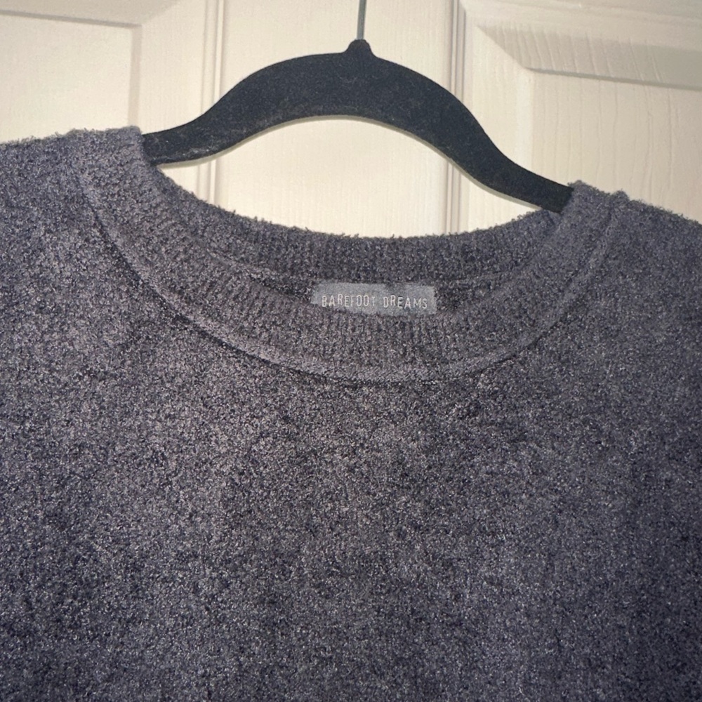 Barefoot Dreams women’s grey Crewneck Sweater soft cozy loungewear winter L - Picture 3 of 9